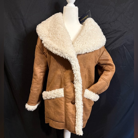 Piombo, Women's XS Camel Brown Shearling Coat - Picture 1 of 6